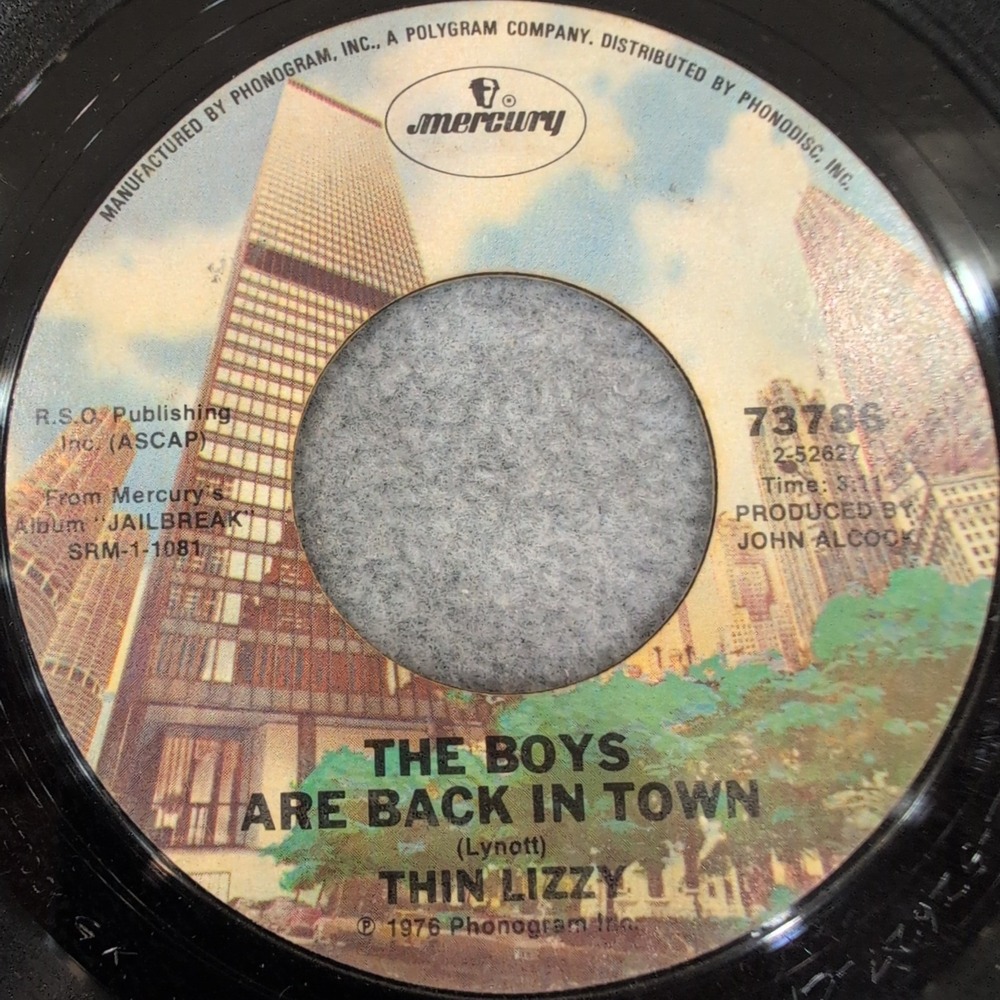 Thin Lizzy The Boys Are Back In Town Jailbreak 7" Vinyl 45 RPM Mercury 73786 '76